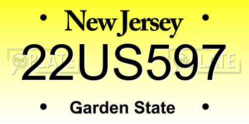 22US597 New Jersey License Plate
