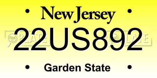 22US892 New Jersey License Plate