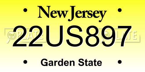 22US897 New Jersey License Plate