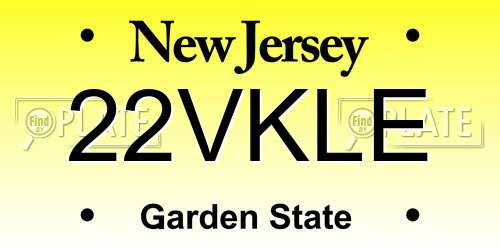 22VKLE New Jersey License Plate