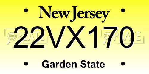 22VX170 New Jersey License Plate