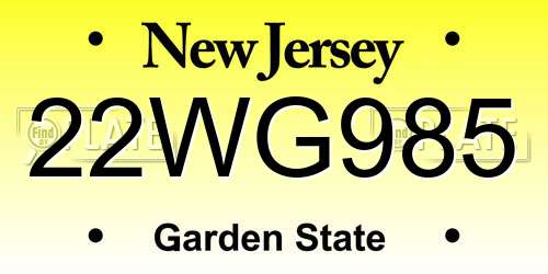22WG985 New Jersey License Plate