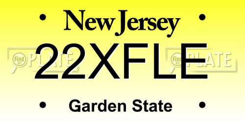 22XFLE New Jersey License Plate
