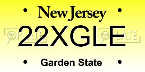 22XGLE New Jersey License Plate