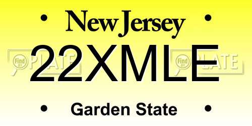 22XMLE New Jersey License Plate