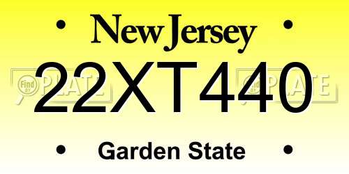 22XT440 New Jersey License Plate