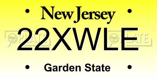 22XWLE New Jersey License Plate