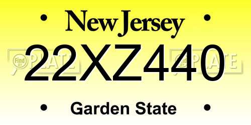 22XZ440 New Jersey License Plate