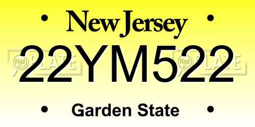 22YM522 New Jersey License Plate