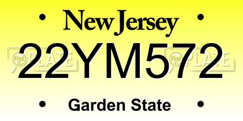 22YM572 New Jersey License Plate