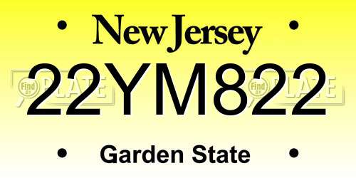22YM822 New Jersey License Plate