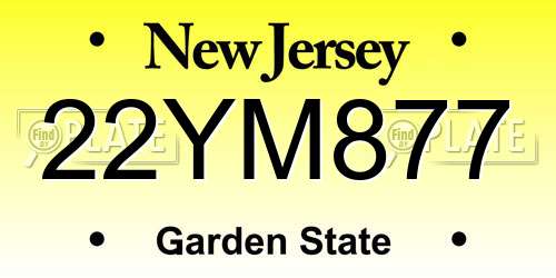 22YM877 New Jersey License Plate