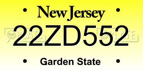 22ZD552 New Jersey License Plate
