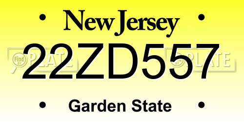 22ZD557 New Jersey License Plate