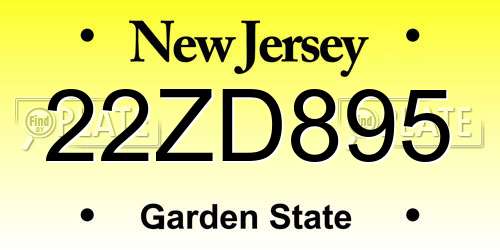 22ZD895 New Jersey License Plate