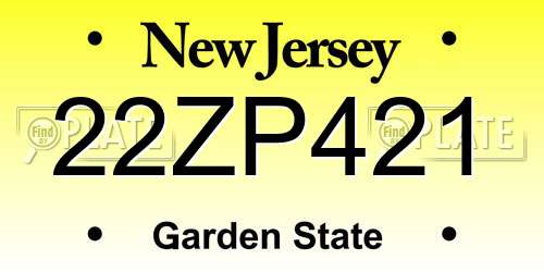 22ZP421 New Jersey License Plate