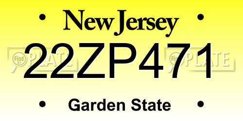 22ZP471 New Jersey License Plate