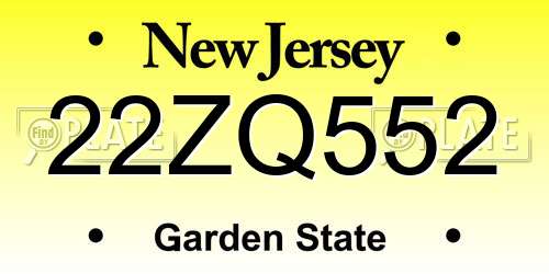 22ZQ552 New Jersey License Plate
