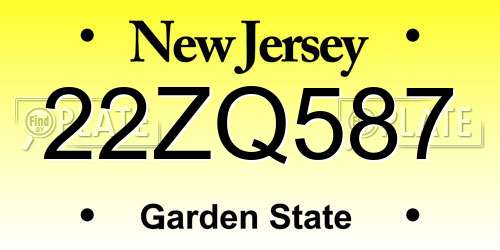 22ZQ587 New Jersey License Plate