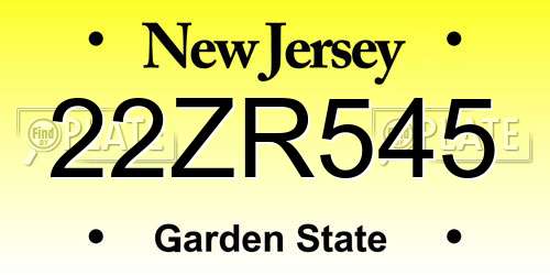 22ZR545 New Jersey License Plate