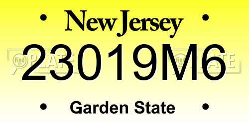 23019M6 New Jersey License Plate