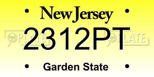 2312PT New Jersey License Plate