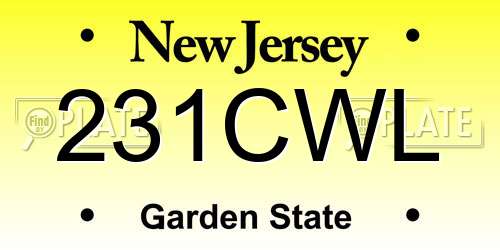 231CWL New Jersey License Plate