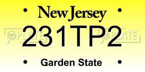 231TP2 New Jersey License Plate