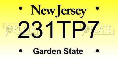 231TP7 New Jersey License Plate