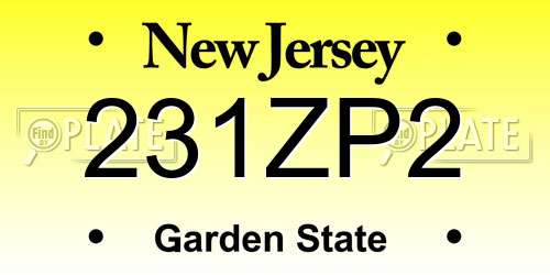 231ZP2 New Jersey License Plate