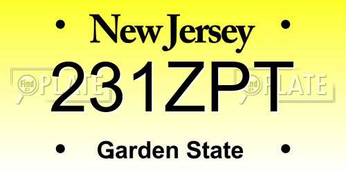 231ZPT New Jersey License Plate
