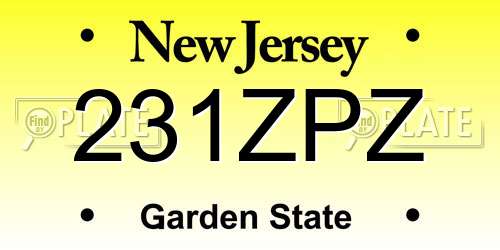 231ZPZ New Jersey License Plate