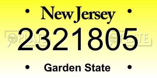 2321805 New Jersey License Plate