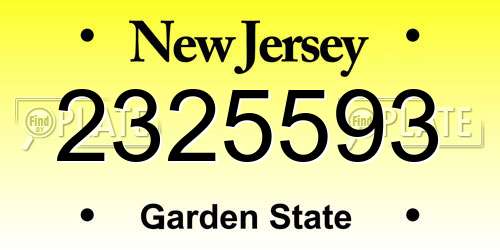 2325593 New Jersey License Plate