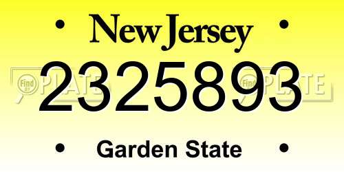 2325893 New Jersey License Plate