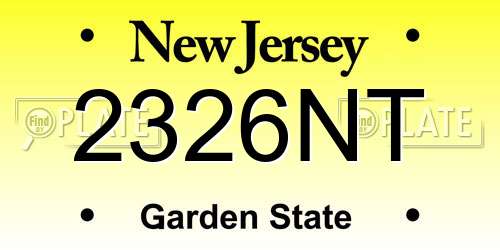 2326NT New Jersey License Plate