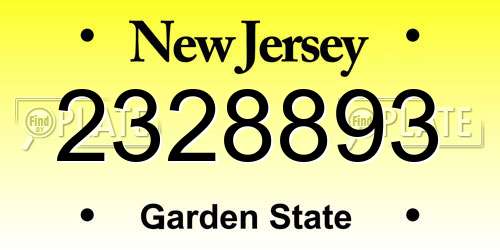 2328893 New Jersey License Plate