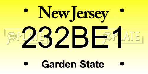 232BE1 New Jersey License Plate