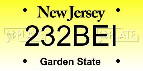 232BEI New Jersey License Plate