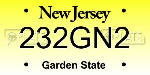 232GN2 New Jersey License Plate