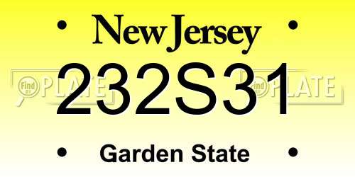 232S31 New Jersey License Plate