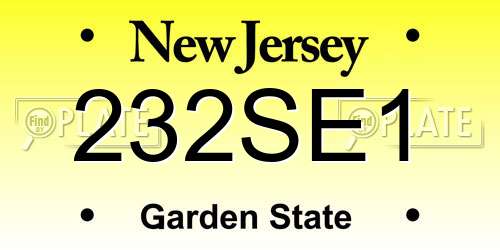 232SE1 New Jersey License Plate