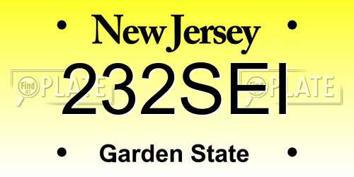 232SEI New Jersey License Plate