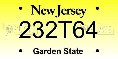 232T64 New Jersey License Plate