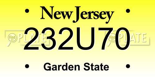 232U70 New Jersey License Plate