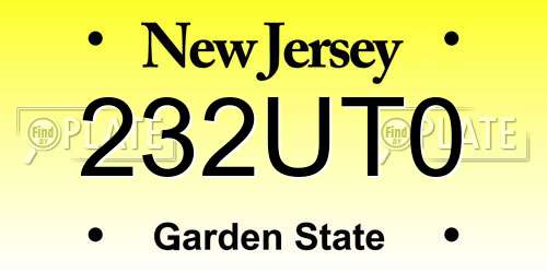 232UT0 New Jersey License Plate