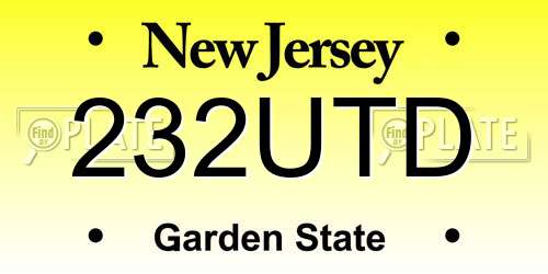 232UTD New Jersey License Plate