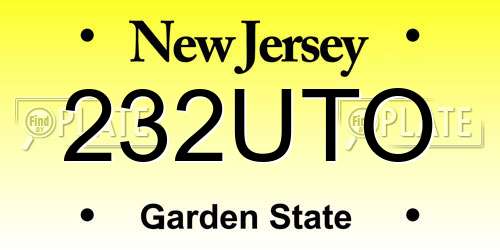 232UTO New Jersey License Plate