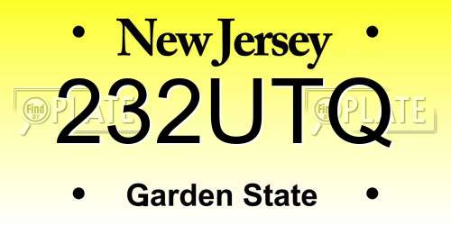 232UTQ New Jersey License Plate