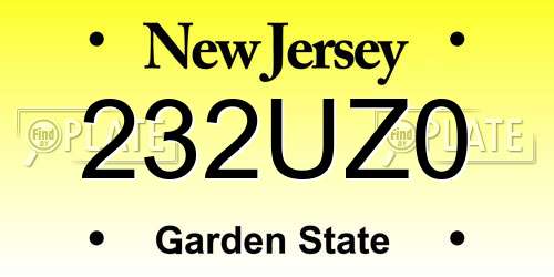 232UZ0 New Jersey License Plate
